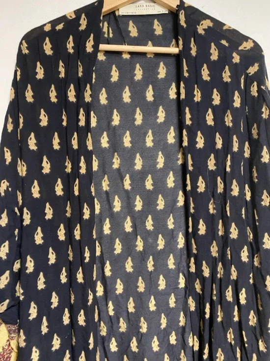 Zara Basic Collection Boho Printed Kimono Cardigan Size M - Picture 5 of 7